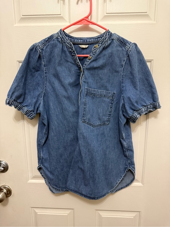 Pilcro Tops - Pilcro Short-Sleeve Denim Button-Front Shirt - Blue